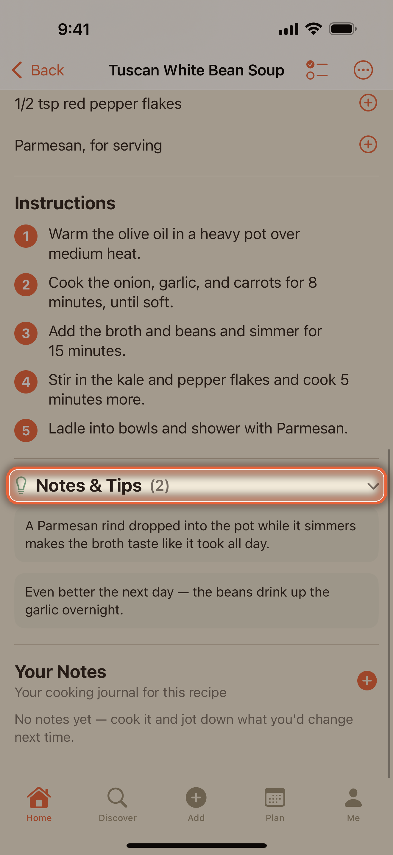 Notes and Tips section expanded, showing the author's advice cards